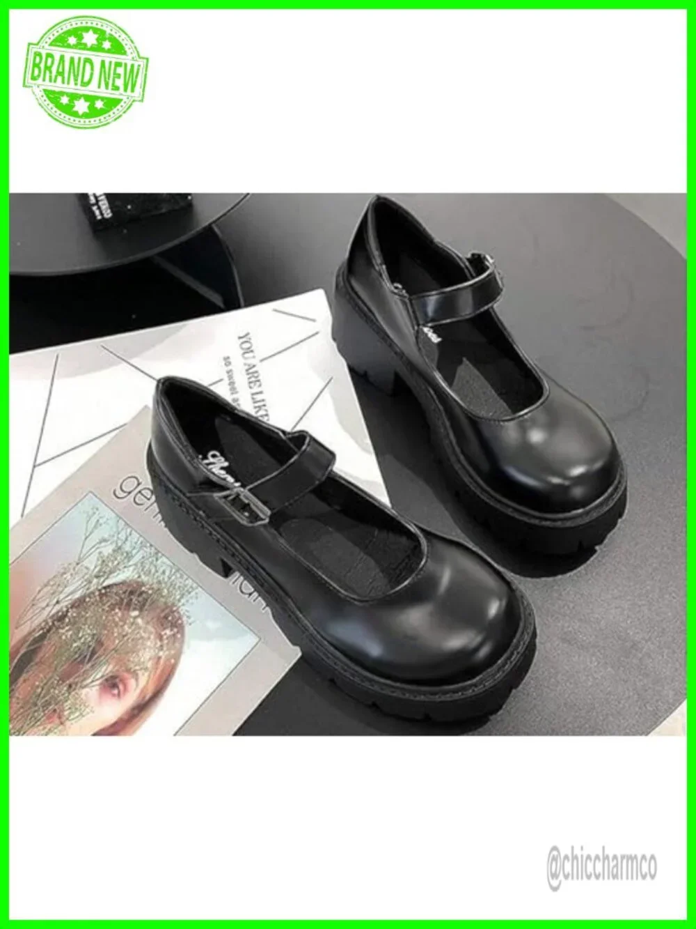 Women's Lolita Gothic Platform Mary Janes Faux Leather Ankle Pumps with Buckle
